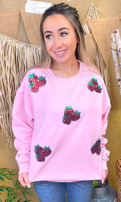 Sparkle Sequin Fruit Graphic Sweatshirt