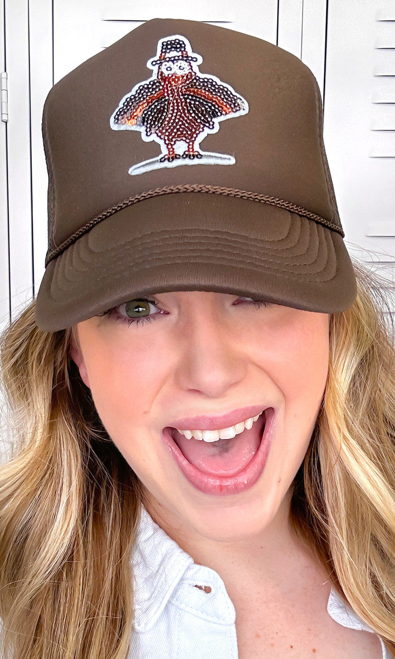 Sparkle Turkey Sequin Trucker Hat