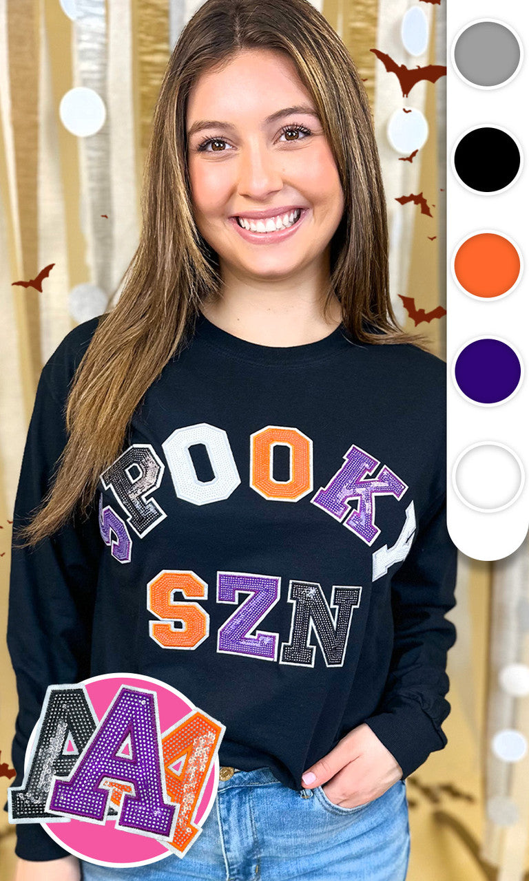Spooky Season Sequin Graphic Long Sleeve T-Shirt