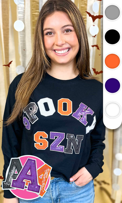Spooky Season Sequin Graphic Long Sleeve T-Shirt