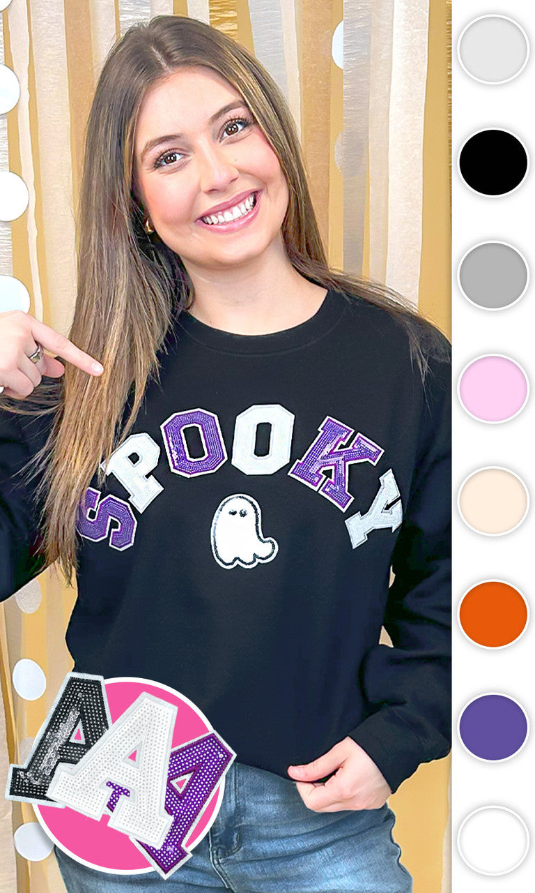 Spooky with Ghost Sequin Graphic Sweatshirt