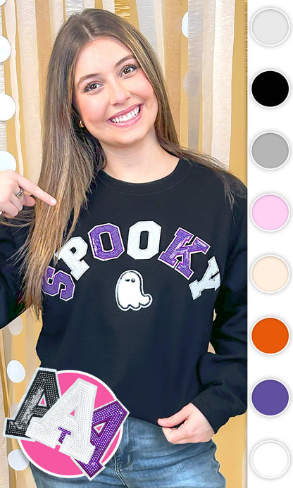 Spooky with Ghost Sequin Graphic Sweatshirt