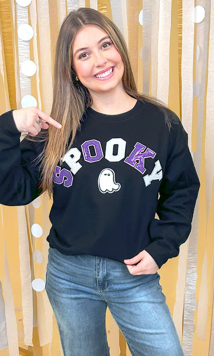 Spooky with Ghost Sequin Graphic Sweatshirt