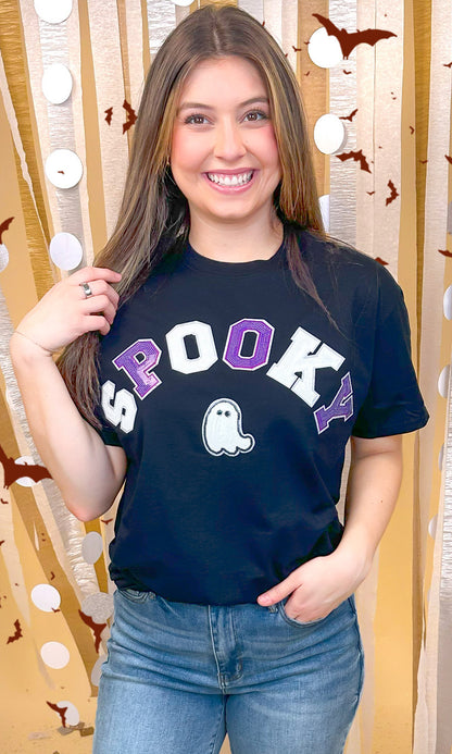 Spooky with Ghost Sequin Graphic T-Shirt