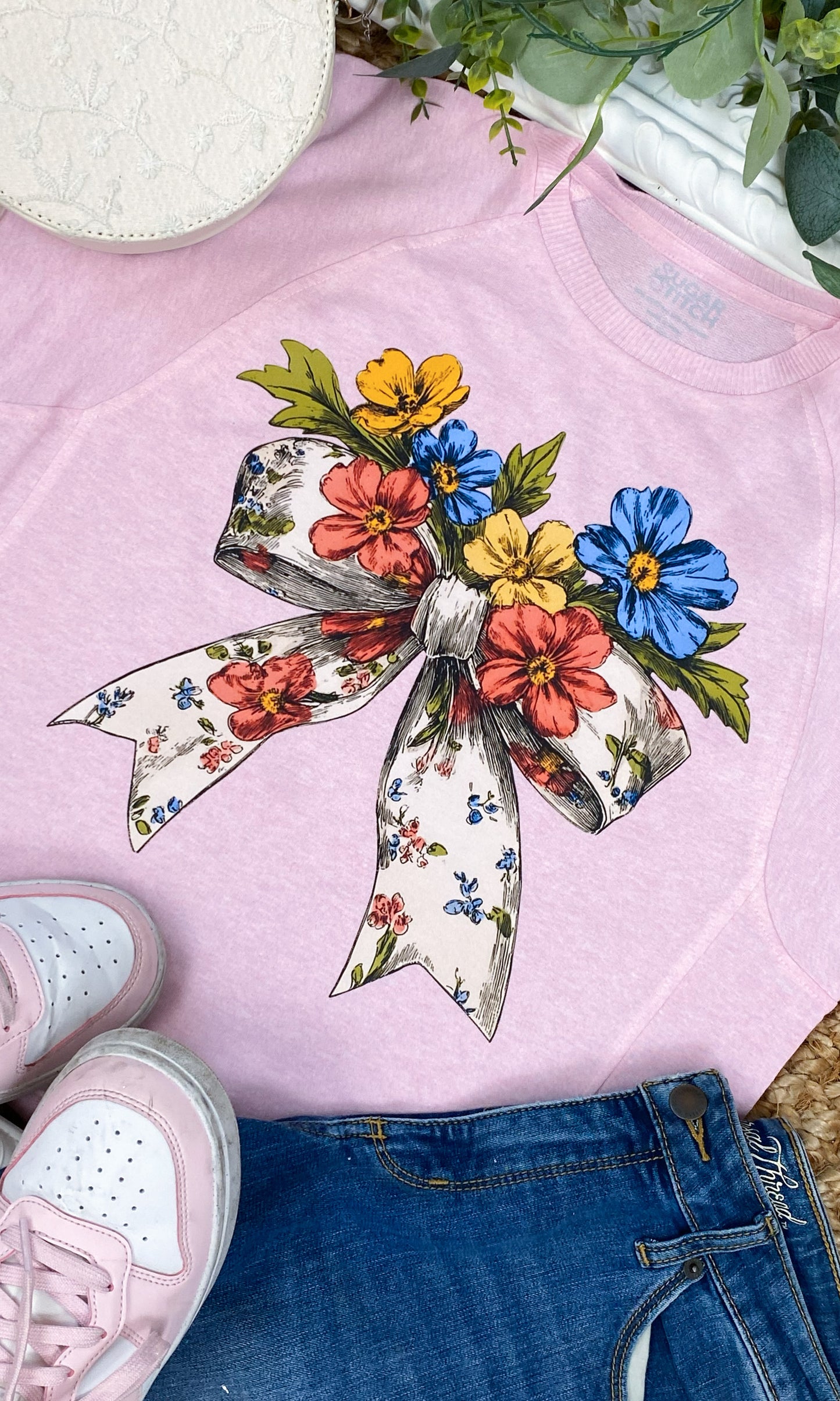 Spring Bow Graphic Edgy Shirt