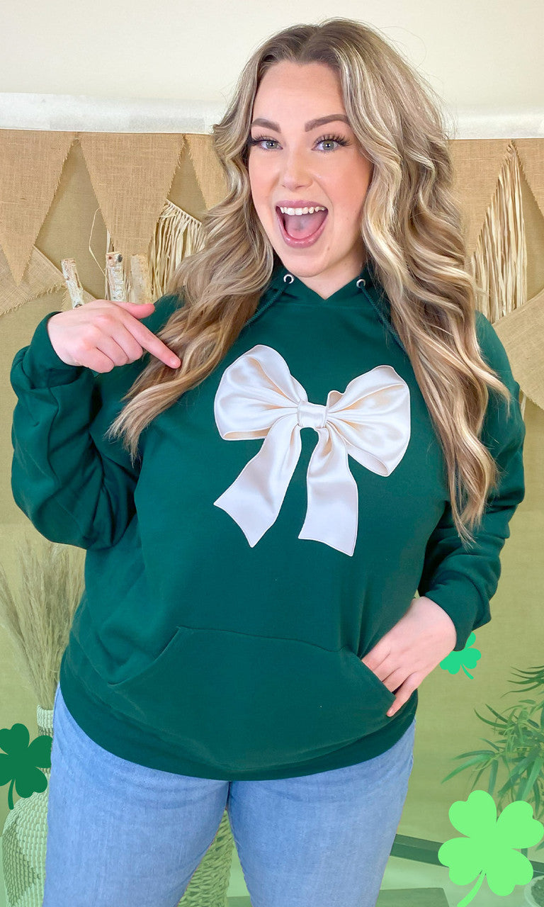 St Patricks Day Satin Bow Graphic Hoodie