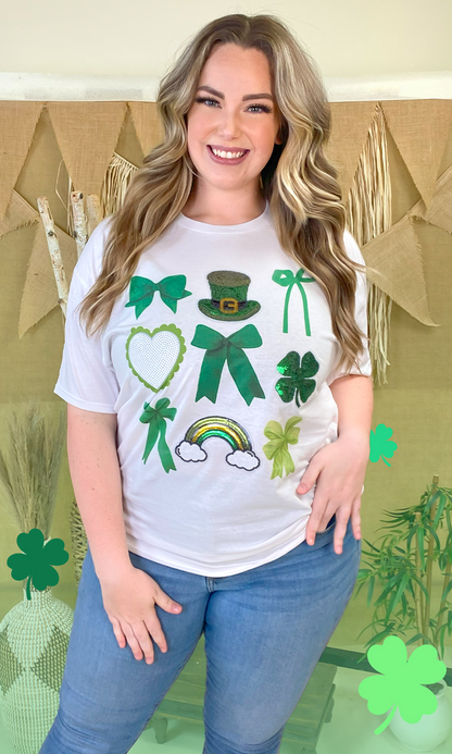 St Patricks Day Sequin Bows Graphic T-Shirt
