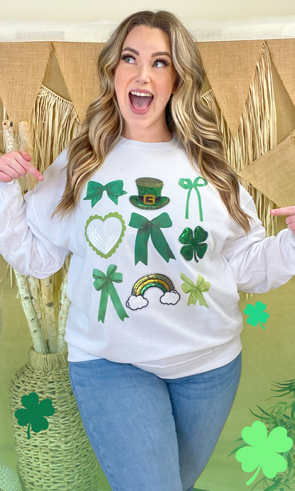 St Patricks Day Sequin Bows Graphic Sweatshirt