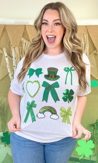 St Patricks Day Sequin Bows Graphic T-Shirt