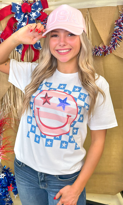 Stars and Stripes Smile Graphic T-Shirt