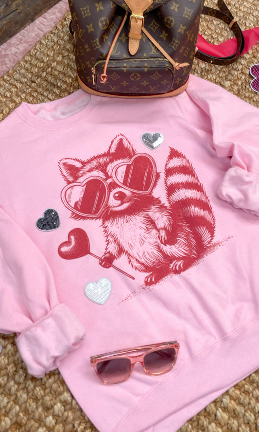 Sucker Raccoon Sequin Graphic Sweatshirt