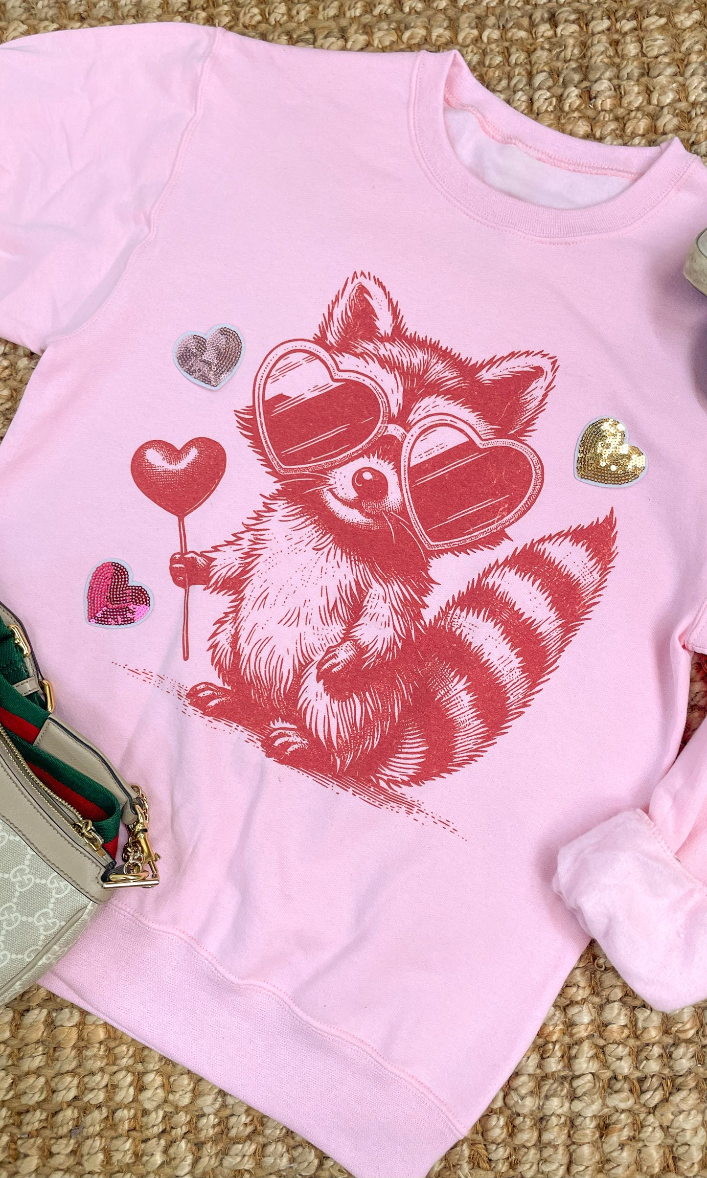 Sucker Raccoon Sequin Graphic Sweatshirt