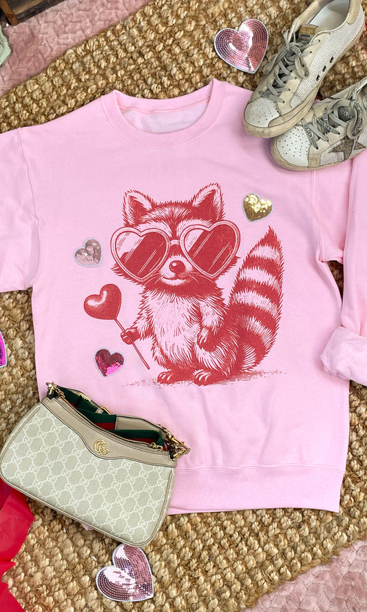 Sucker Raccoon Sequin Graphic Sweatshirt
