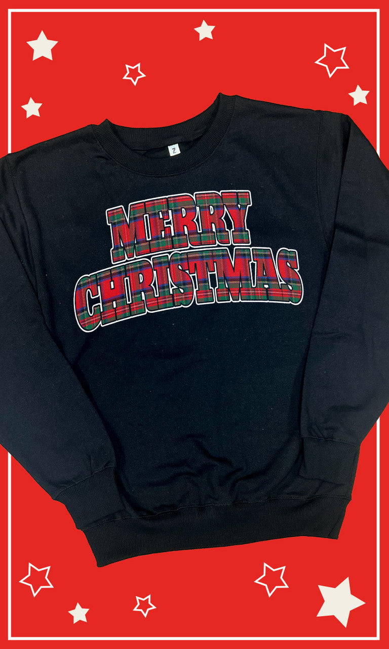 Tartan Merry Christmas Graphic Sweatshirt