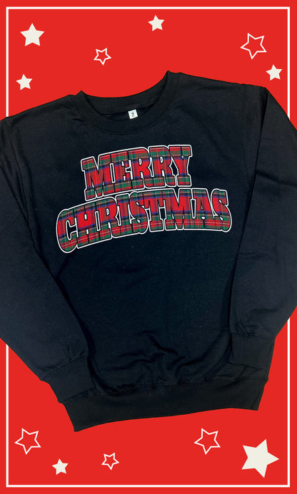 Tartan Merry Christmas Graphic Sweatshirt