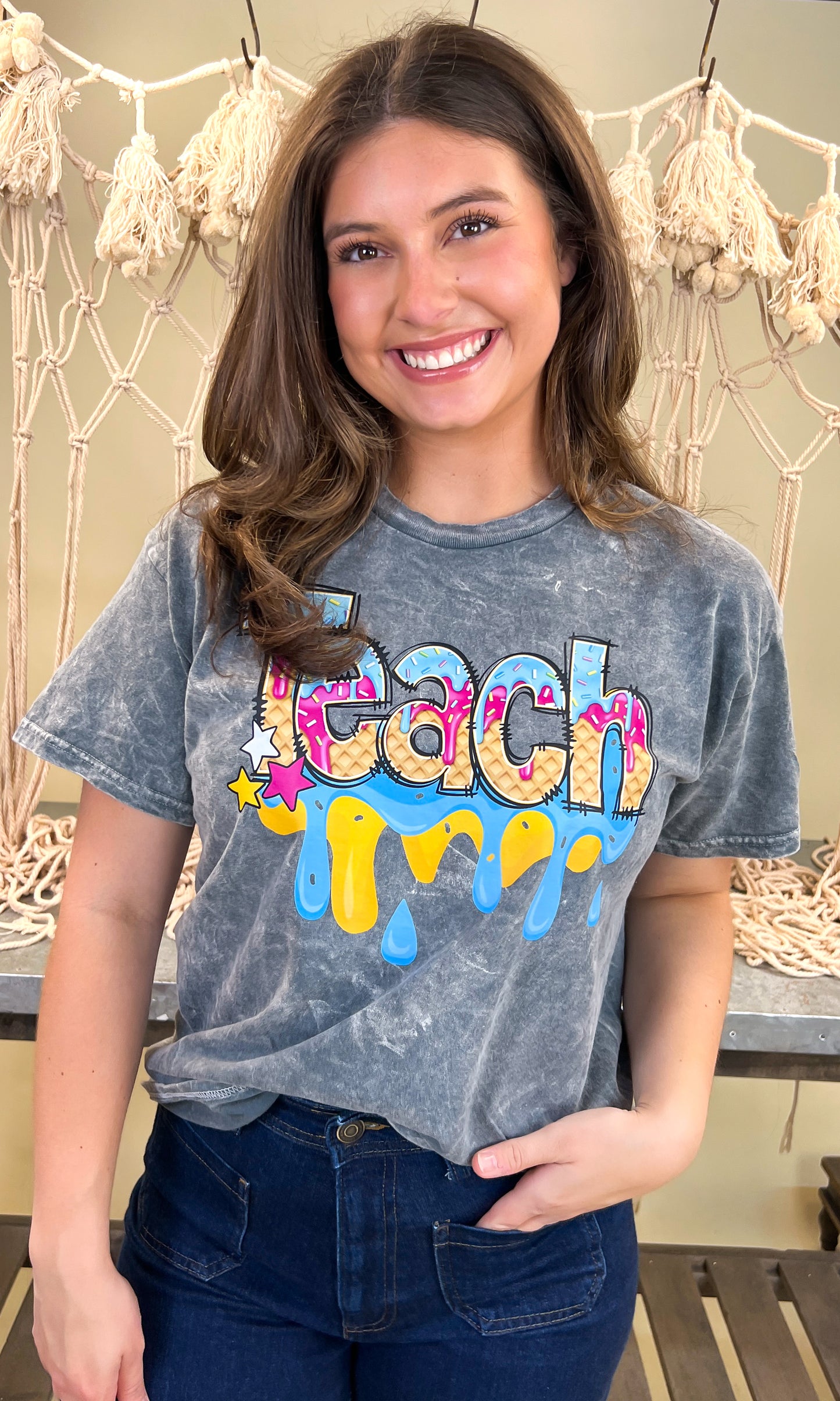 Teach Drip Mineral Washed Graphic Shirt