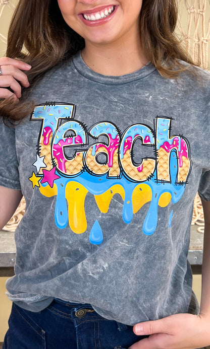 Teach Drip Mineral Washed Graphic Shirt