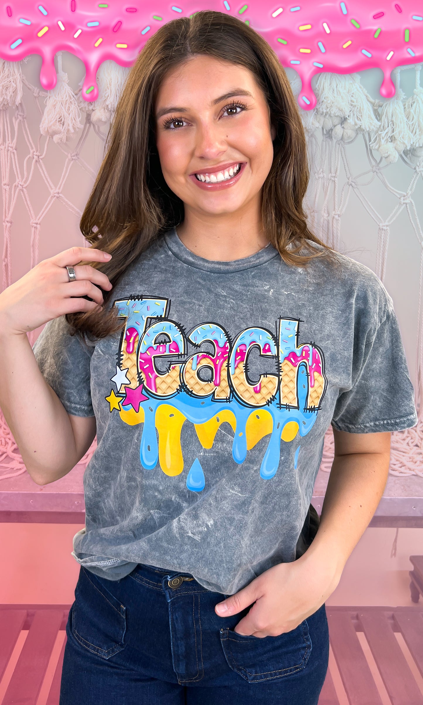 Teach Drip Mineral Washed Graphic Shirt