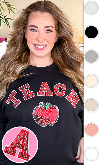 Teach Apple Sequin Graphic Sweatshirt