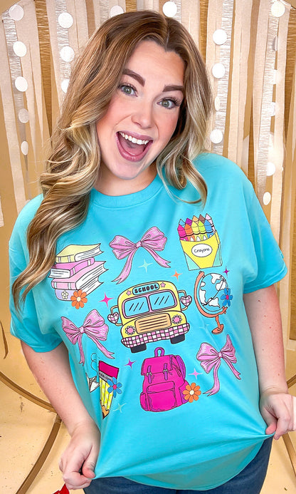 Teacher Things Bow and Bus T-Shirt