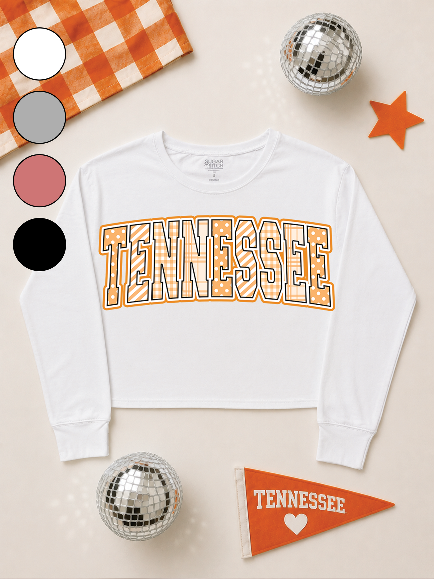 Mixed Pattern Big Letter Custom Graphic Crop Sweatshirt