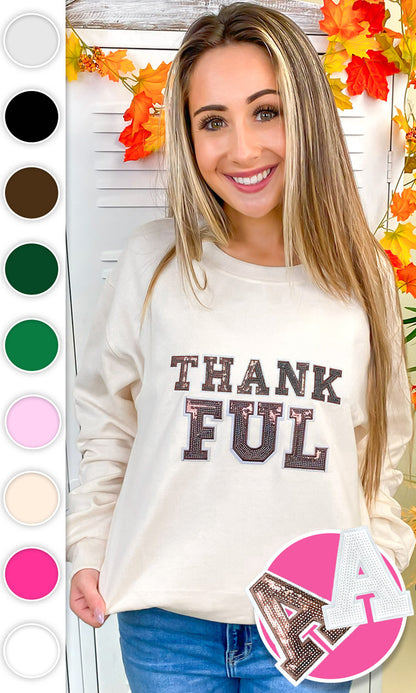 Thankful Sequin Graphic Sweatshirt
