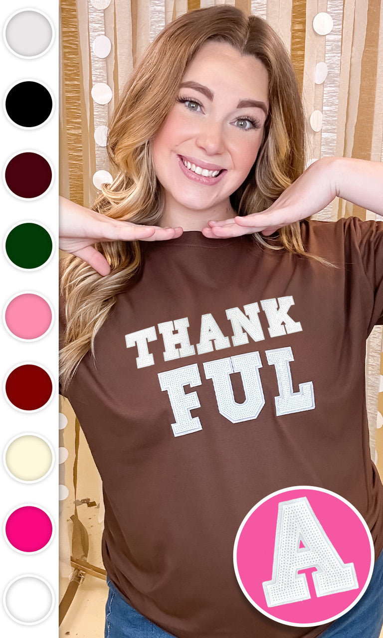 Thankful Sequin Graphic T-Shirt
