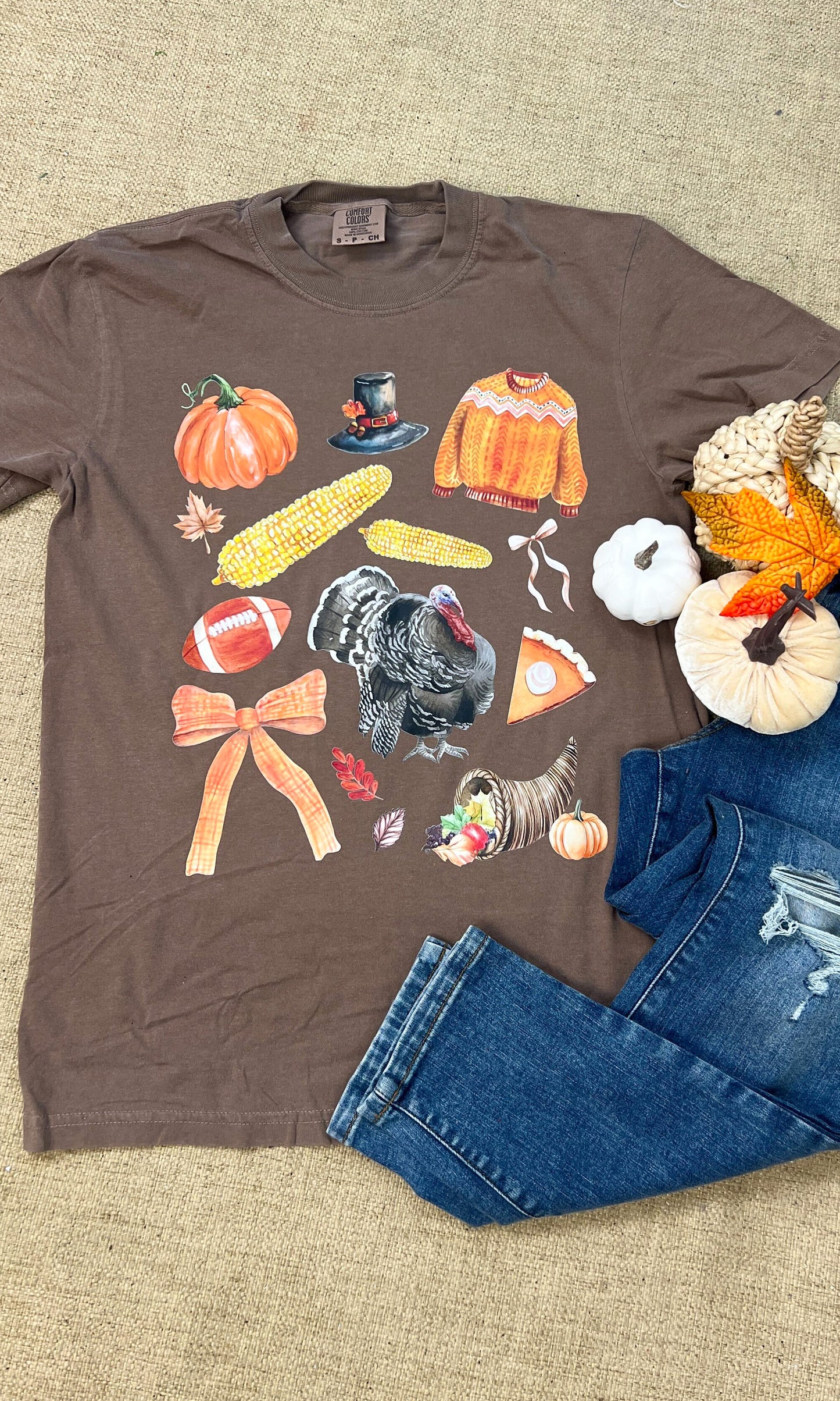 Thanksgiving Collage Comfort Color Graphic T-Shirt
