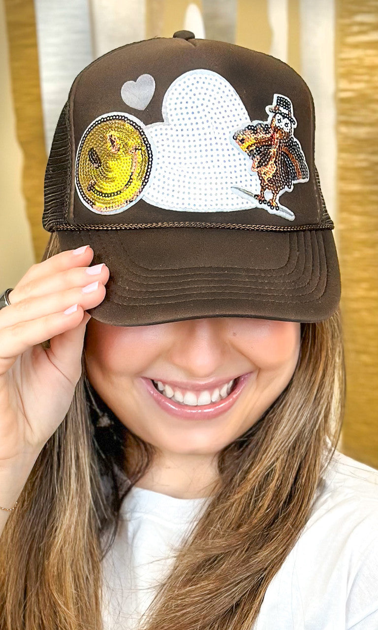 Thanksgiving Things Sequin Patch Trucker Hat