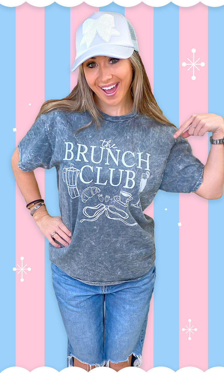 The Brunch Club Doodle Mineral Washed Graphic T-Shirt