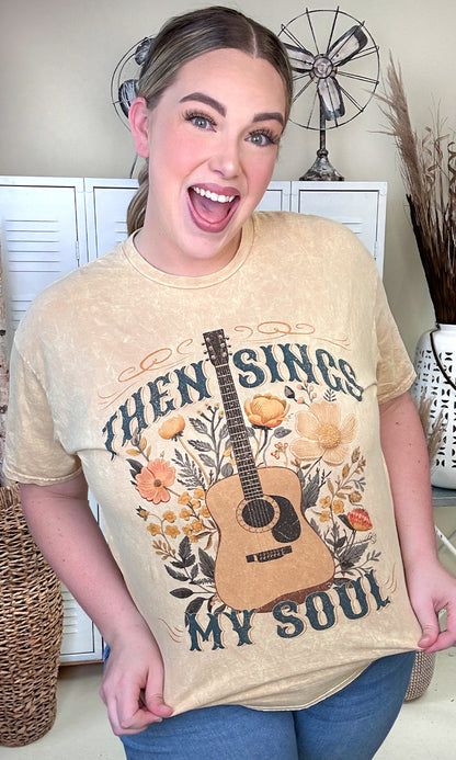 Then Sings My Soul Christian Mineral Washed Graphic T-Shirt