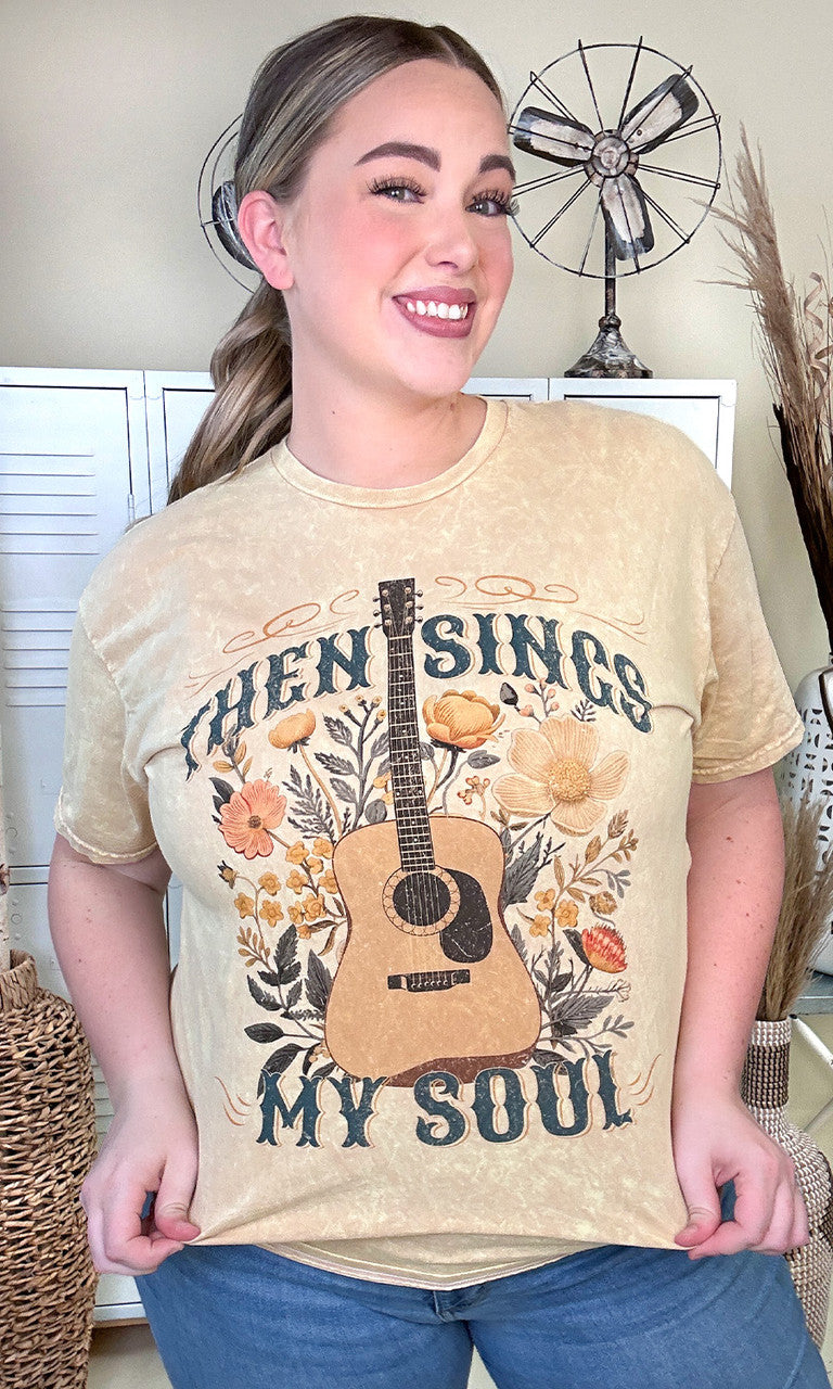 Then Sings My Soul Christian Mineral Washed Graphic T-Shirt