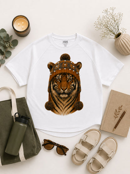 Tiger Winter Hat Graphic Edgy Shirt