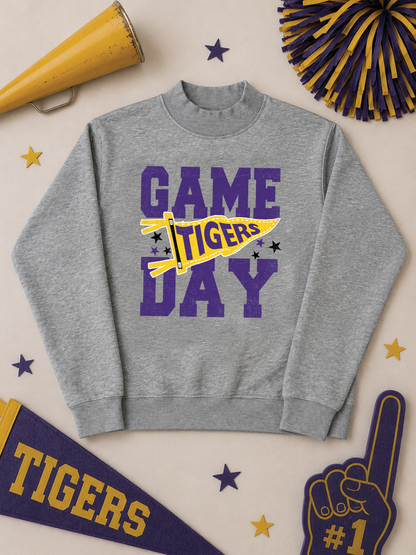 Custom Game Day Pennant Graphic Mock Neck Sweatshirt