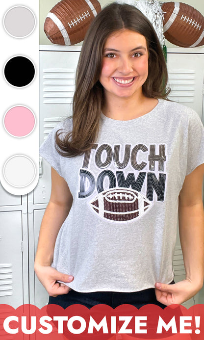 Touch Down Large Sequin Edgy Graphic Shirt