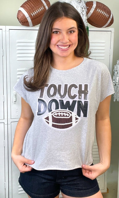 Touch Down Large Sequin Edgy Graphic Shirt