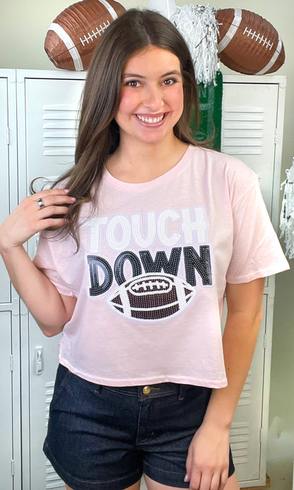 Touch Down Large Sequin Graphic Crop Top