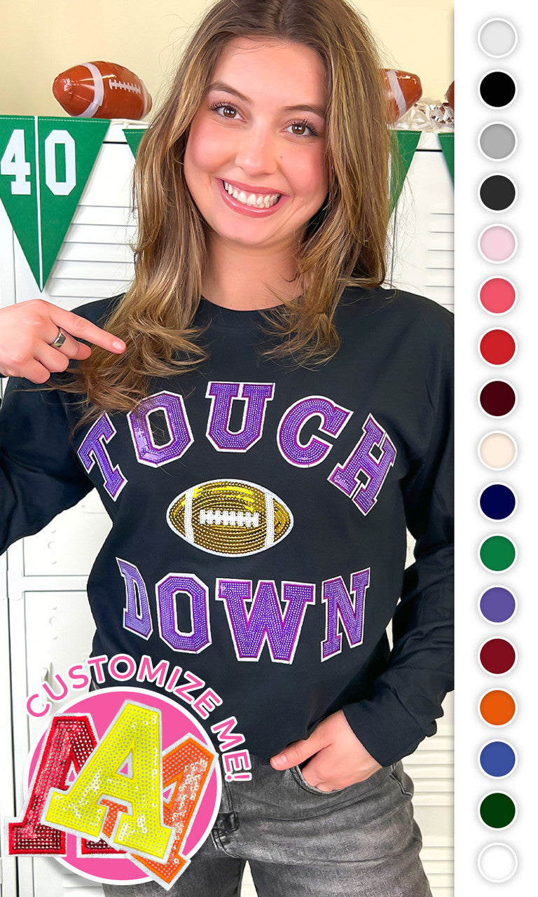 Touch Down Sequin Long Sleeve Graphic T-Shirt