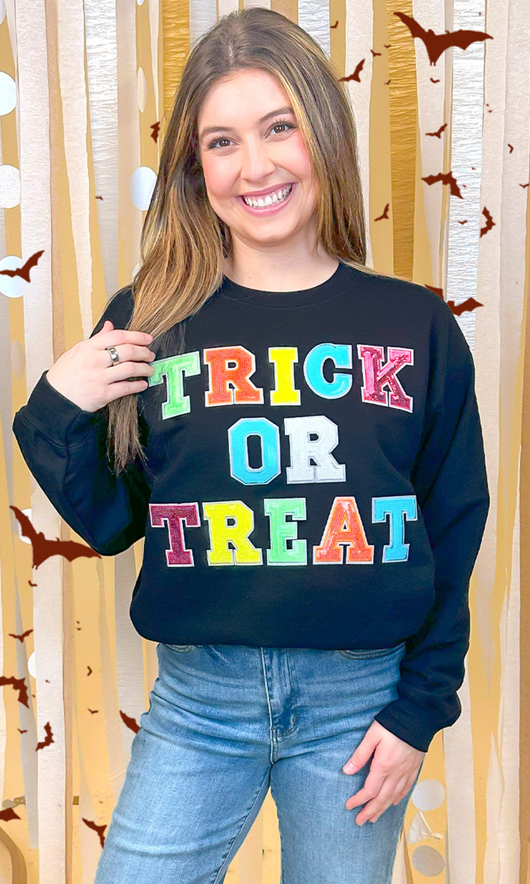 Trick or Treat Sequin Graphic Sweatshirt