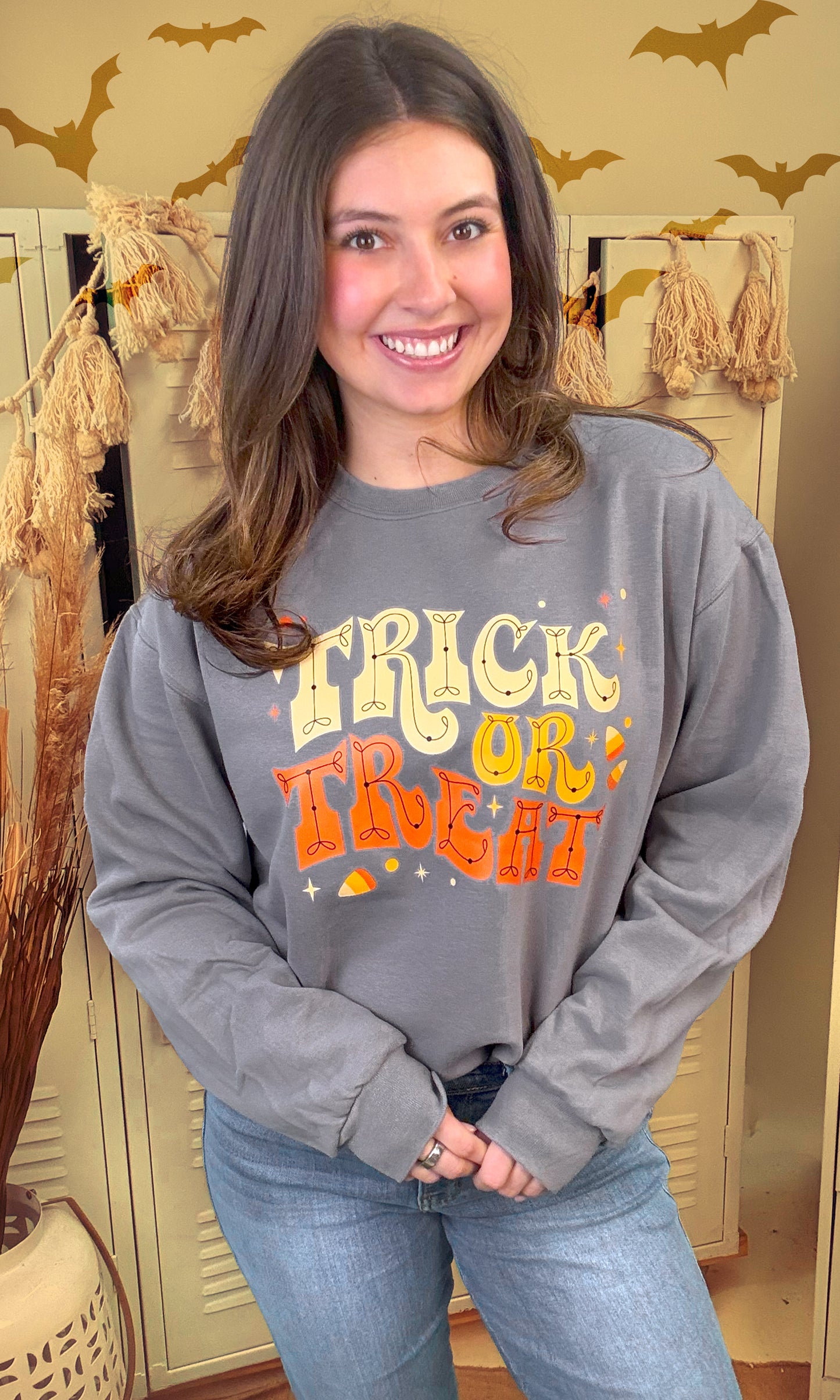 Trick Or Treat Halloween Graphic Sweatshirt