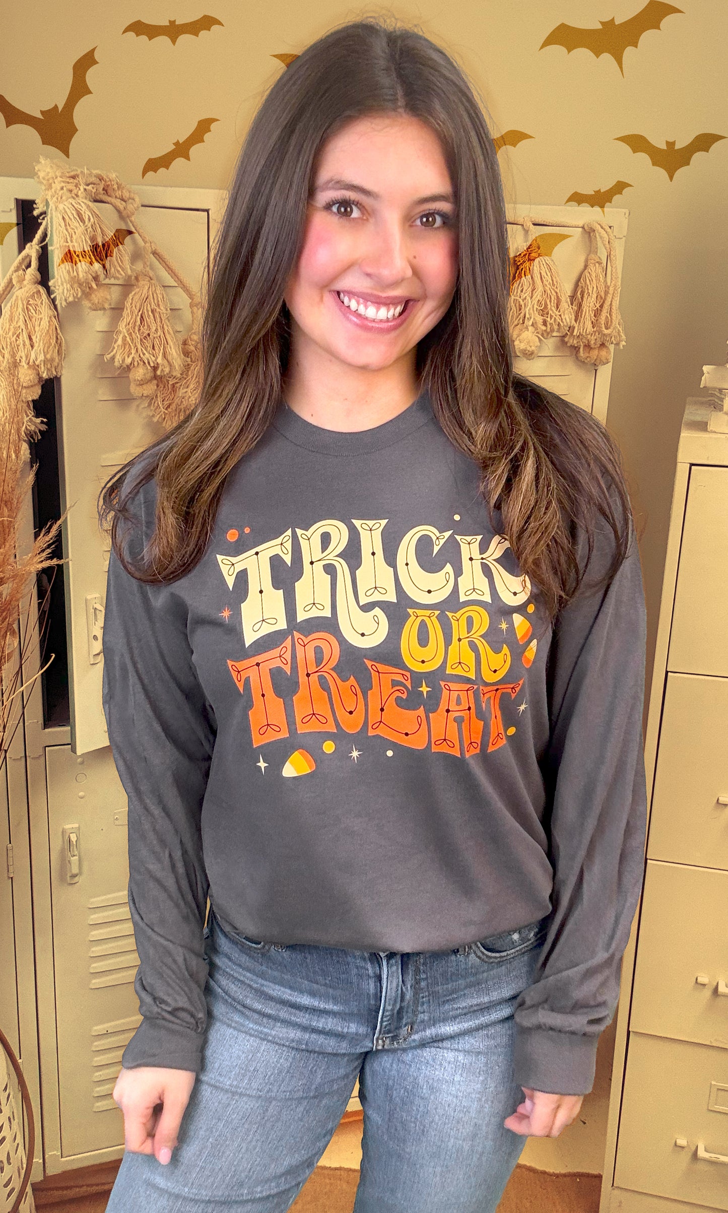 Trick or Treat Halloween Long Sleeve Graphic T-Shirt