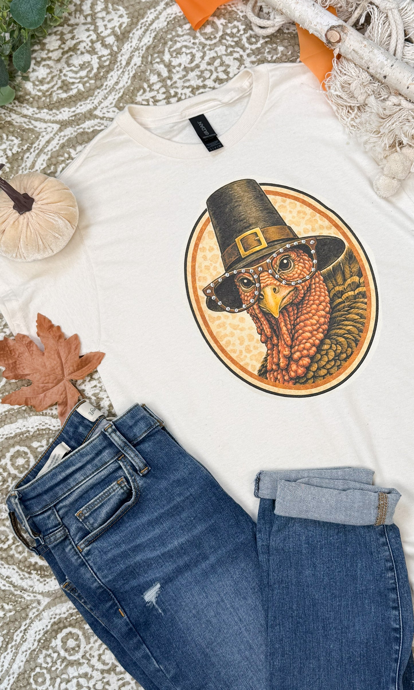 Tom the Turkey with Rhinestone Specs Graphic T-Shirt