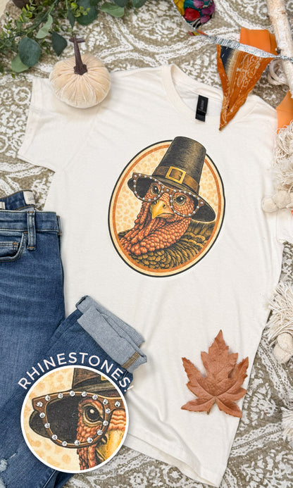 Tom the Turkey with Rhinestone Specs Graphic T-Shirt