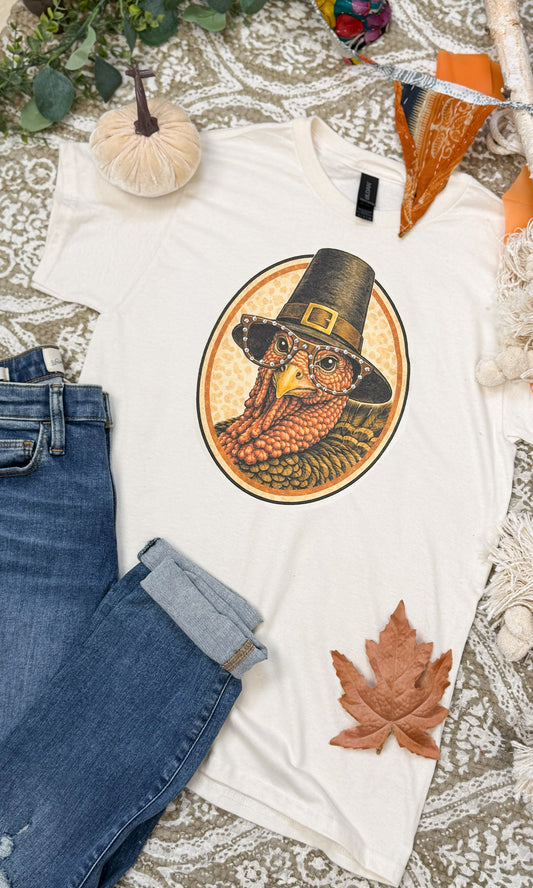 Tom the Turkey with Rhinestone Specs Graphic T-Shirt