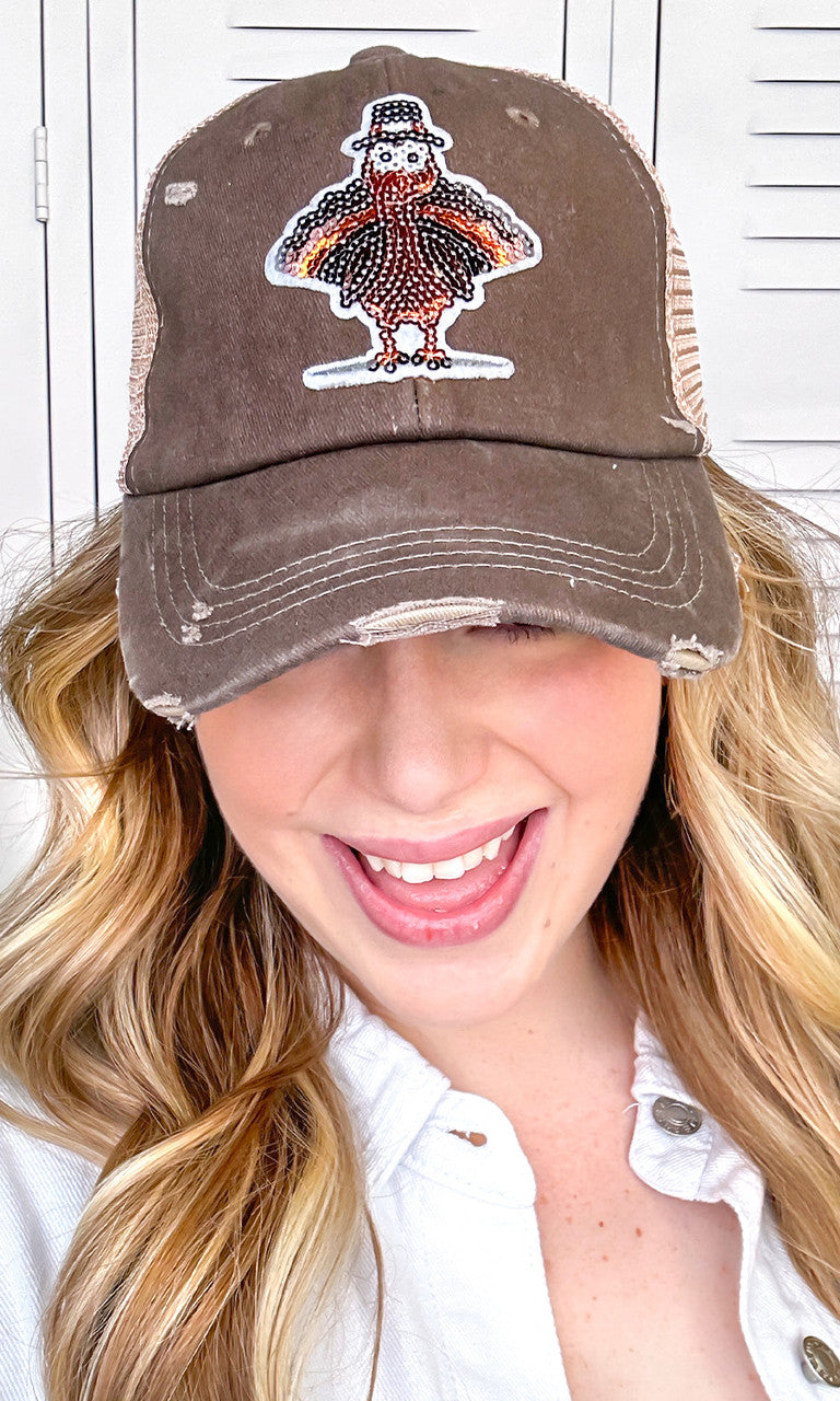 Turkey Sparkle Sequin Vintage Hat