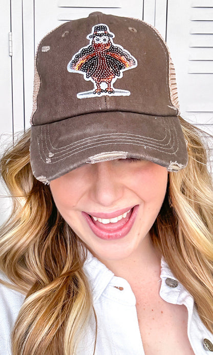Turkey Sparkle Sequin Vintage Hat