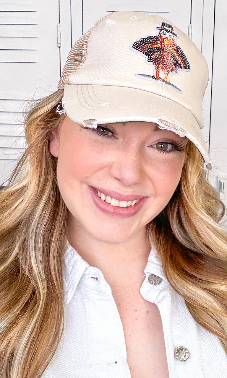 Turkey Sparkle Sequin Vintage Hat