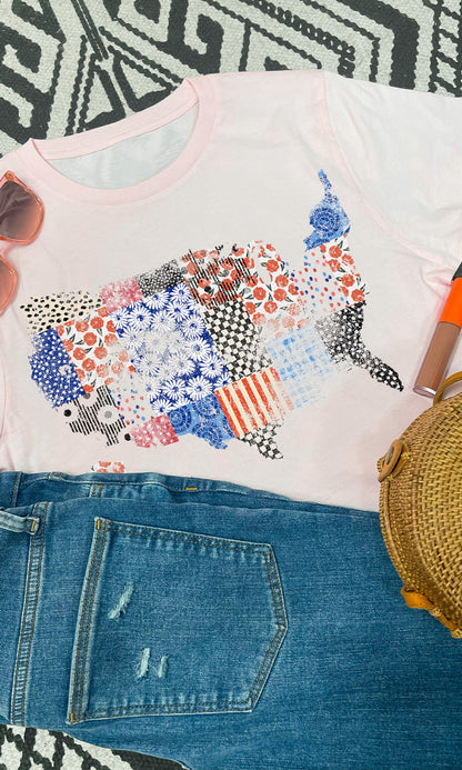 USA Patterns Patriotic Graphic Crop Top T-Shirt