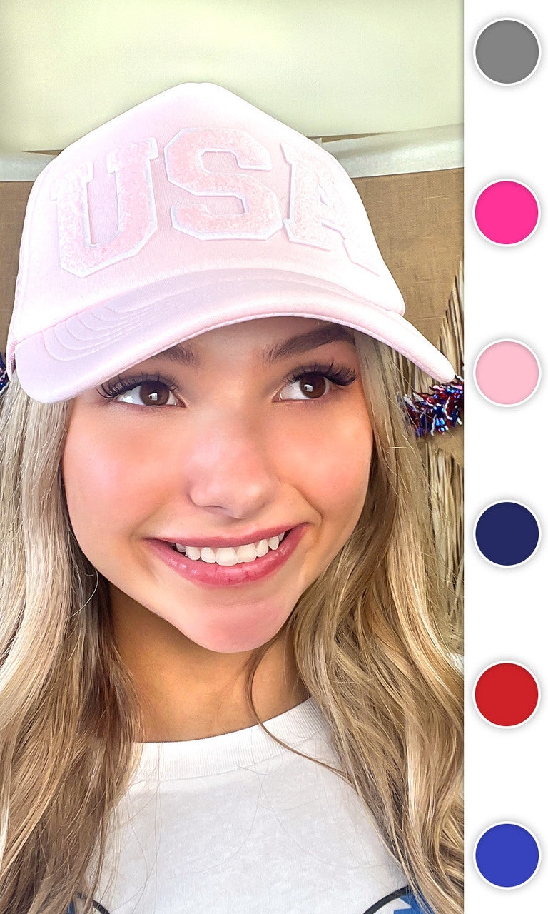 USA Soft Chenille Patriotic Tone on Tone Trucker Hat