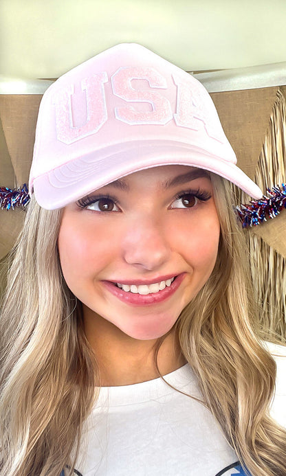 USA Soft Chenille Patriotic Tone on Tone Trucker Hat